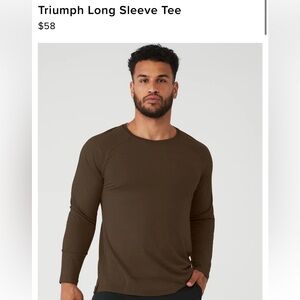 Alo Mens Triumph Brown Long Sleeve Tshirt shirt